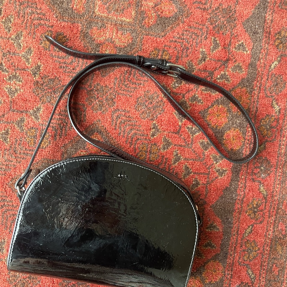 APC half moon bag black patent leather